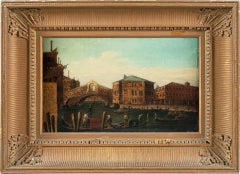 19th century Italian Venice view - Rialto Bridge - Oil on canvas Canaletto