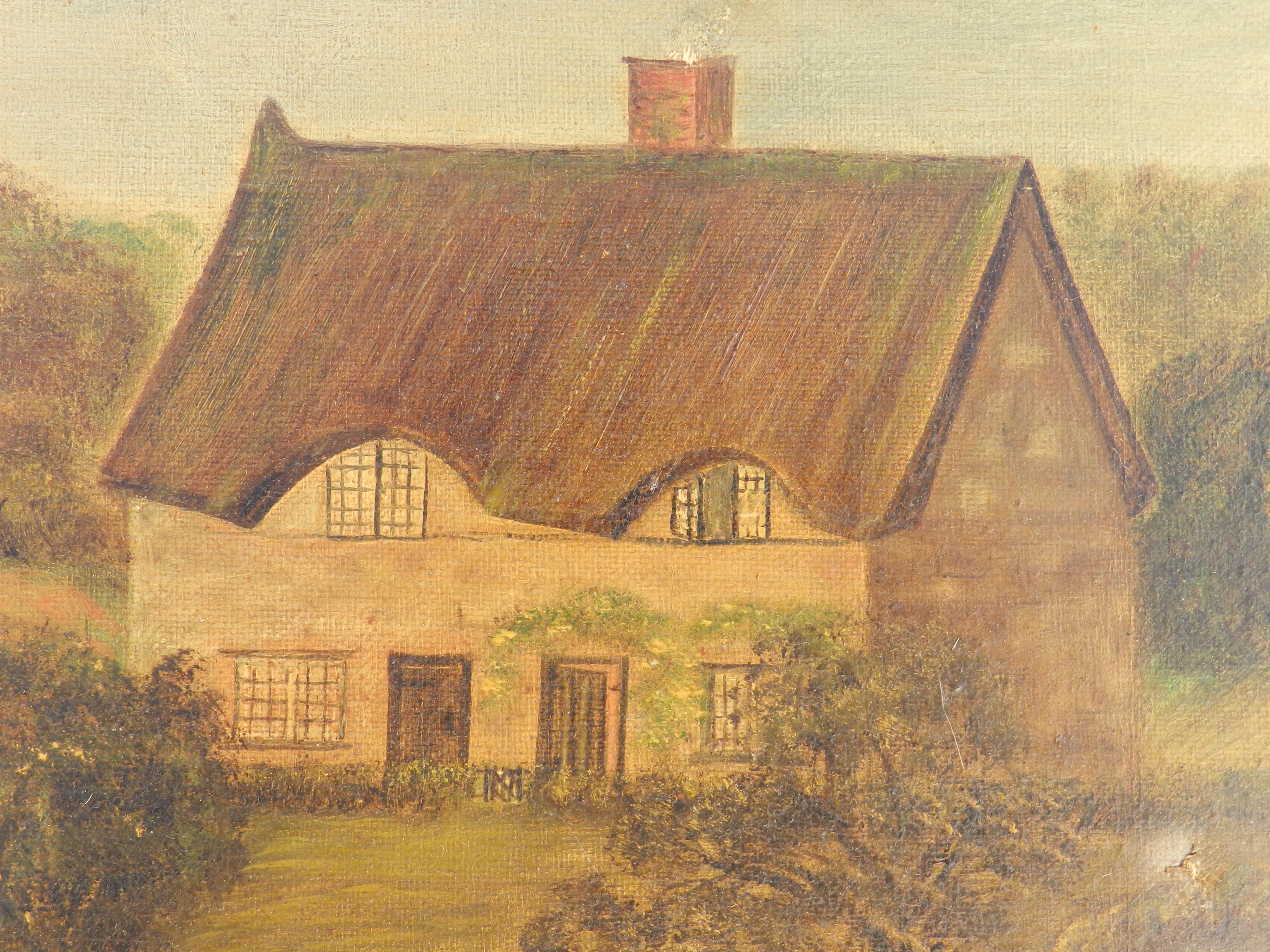 Peinture de maison naïve du 19ème siècle anglaise signée C Brown  - Painting de Unknown