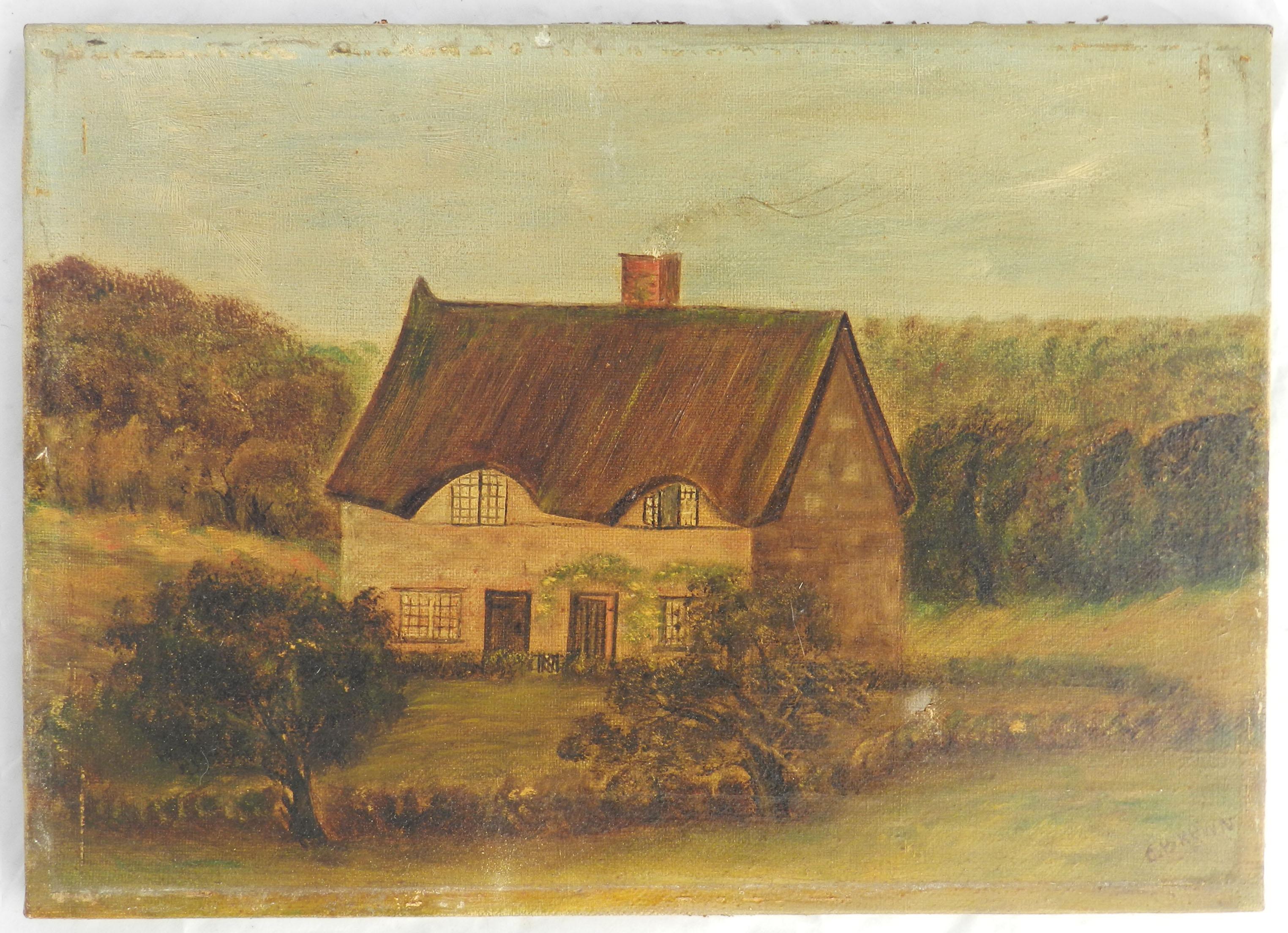 19th Century Naive House Painting English signed C Brown  For Sale 1