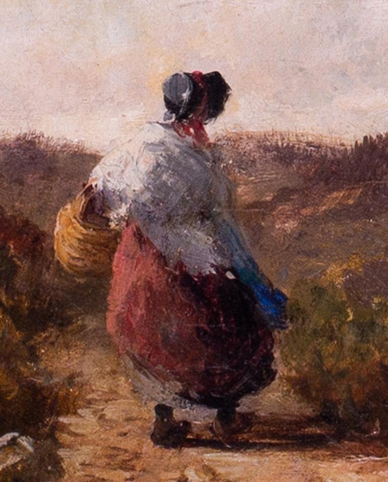 Unknown 19th Century, Norwich school oil painting of the road to market For Sale at 1stDibs