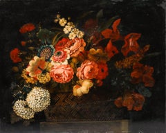 19th Century Oil - A Basket of Flowers