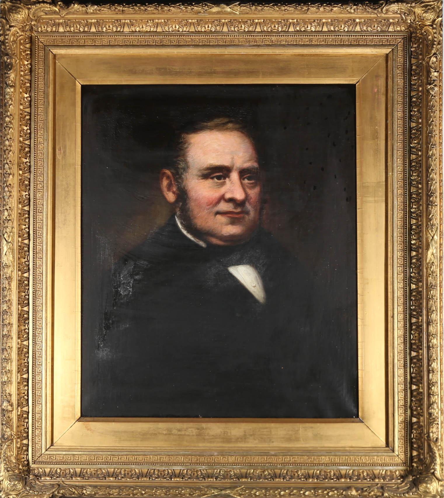 Unknown Portrait Painting - 19th Century Oil - A Portly Gentleman