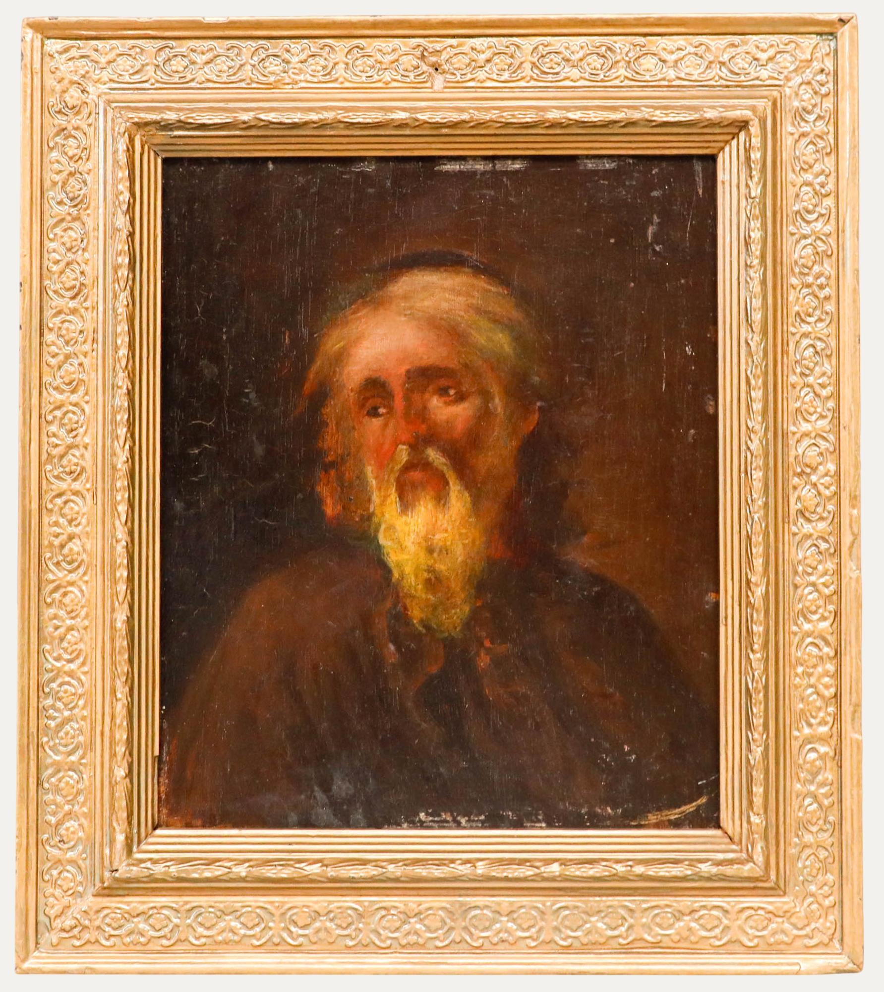 Unknown Portrait Painting - 19th Century Oil - A Somber Man