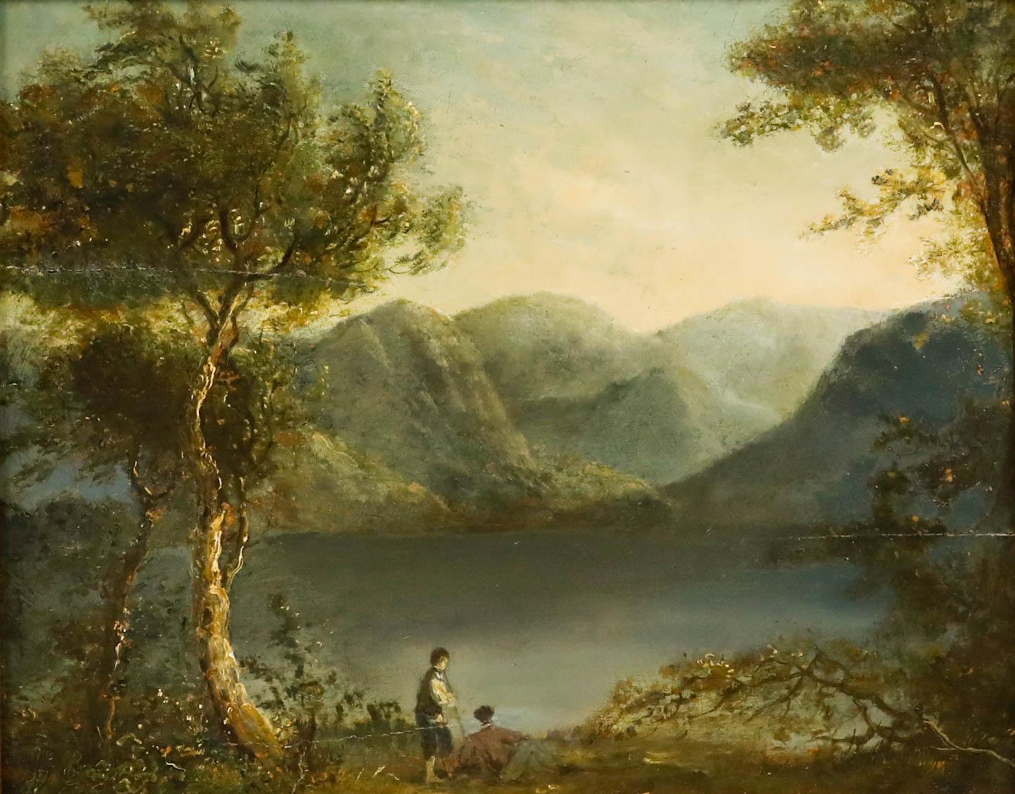 Huile du 19e siècle - Admirer la vue - Painting de Unknown