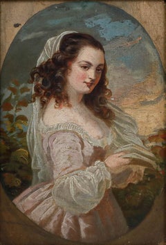 19th Century Oil - Beauty with Book