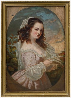 19. Jahrhundert Öl - Schönheit mit Buch
