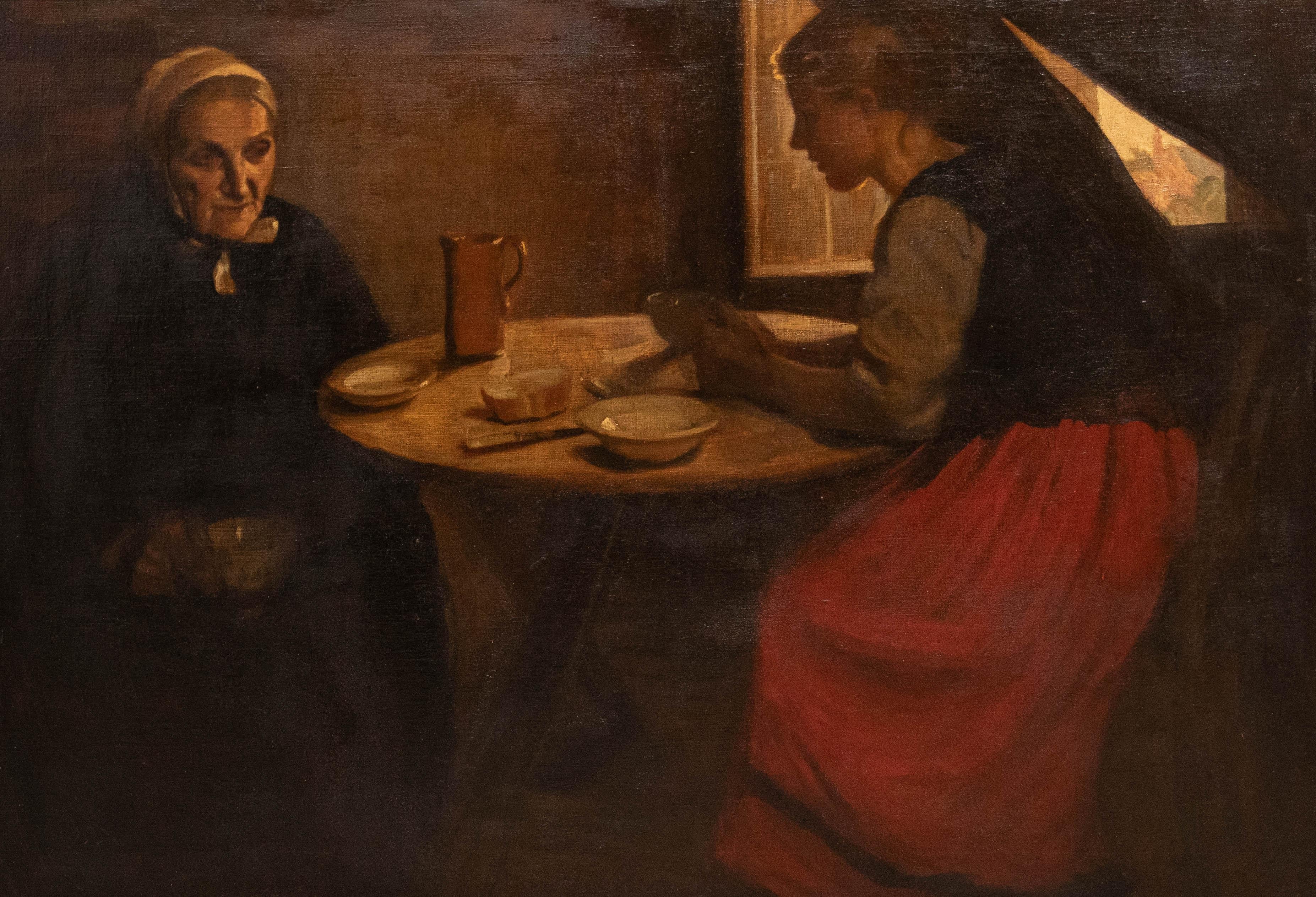 Olio del XIX secolo - Spezzare il pane - Painting di Unknown