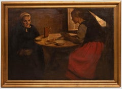 Olio del XIX secolo - Spezzare il pane