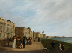 Olio del XIX secolo - Terrazza Brunswick e Molo delle Catene