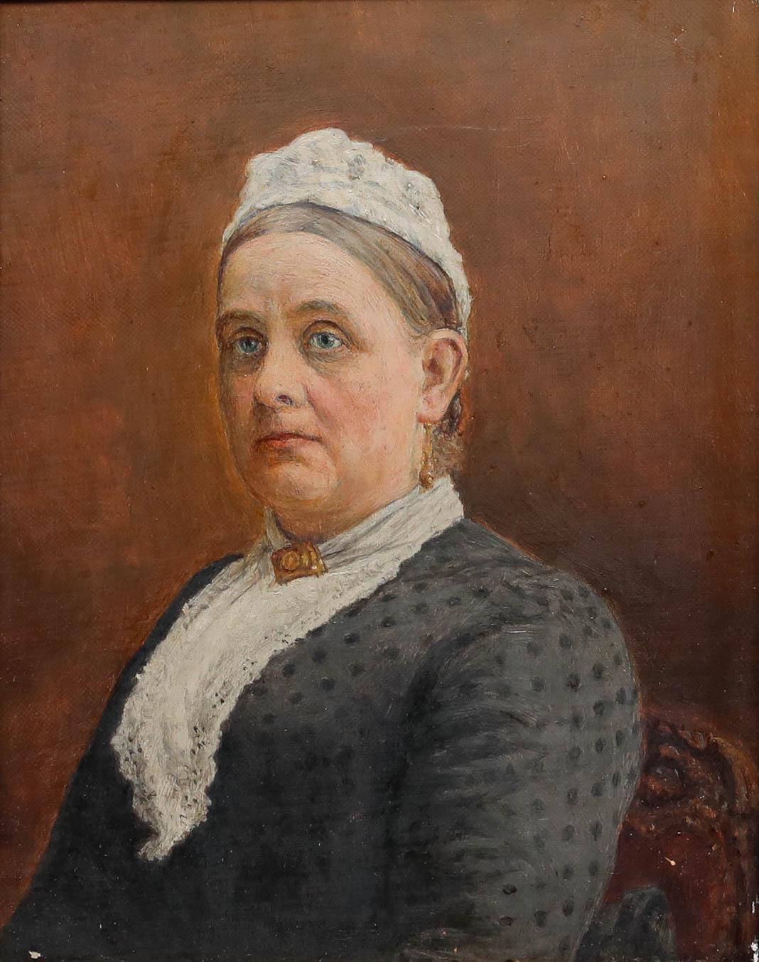19th Century Oil - Bust of a Victorian Lady - Painting by Unknown