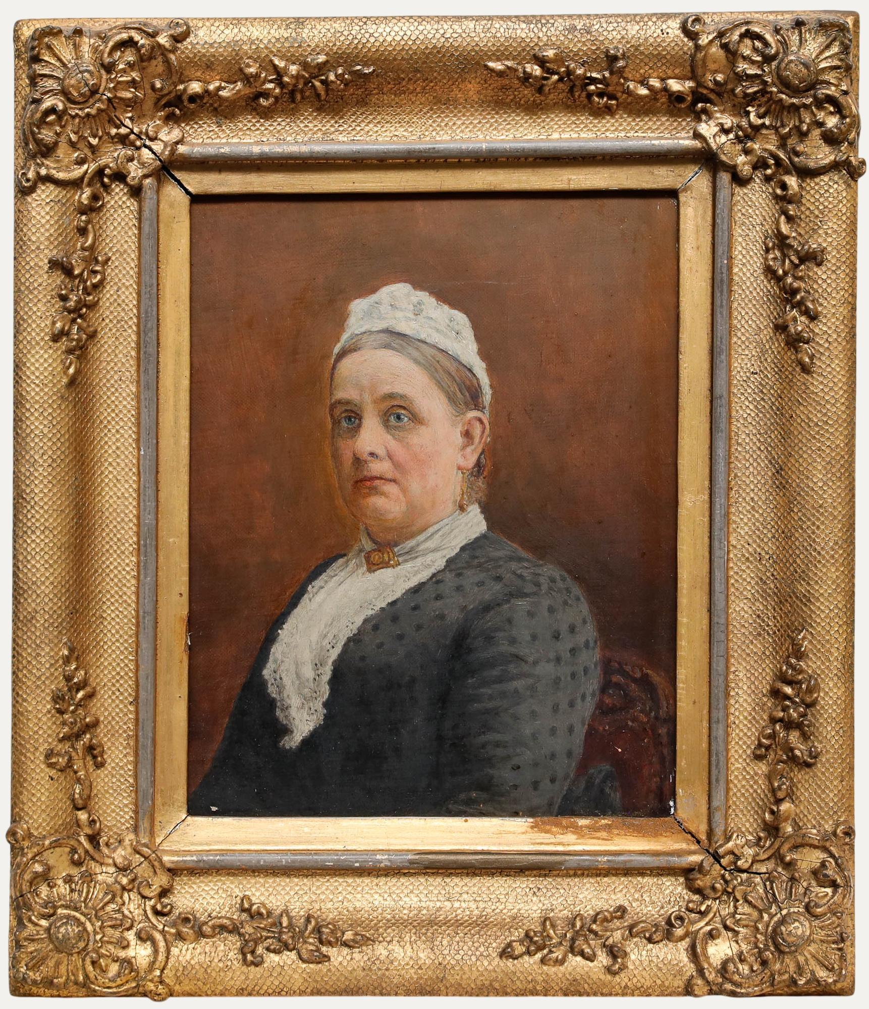 Unknown Portrait Painting - 19th Century Oil - Bust of a Victorian Lady