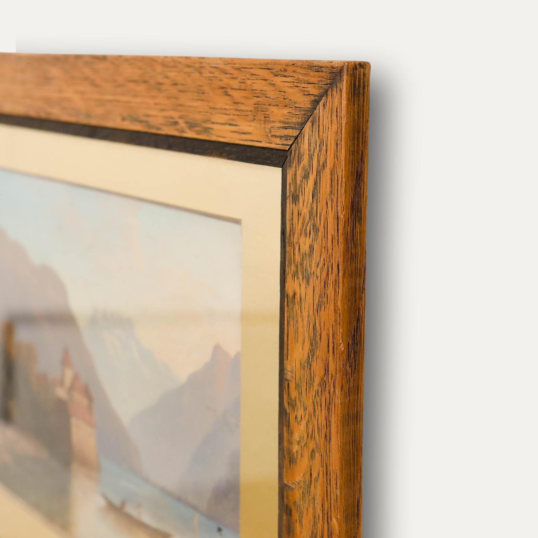 Öl aus dem 19. Jahrhundert - Schloss Chillon im Angebot 1