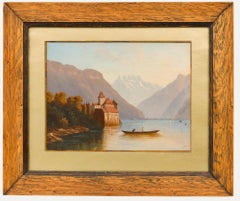 Antique 19th Century Oil - Chillon Castle