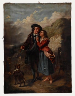 19th Century Oil - Country Lovers On A Pathway