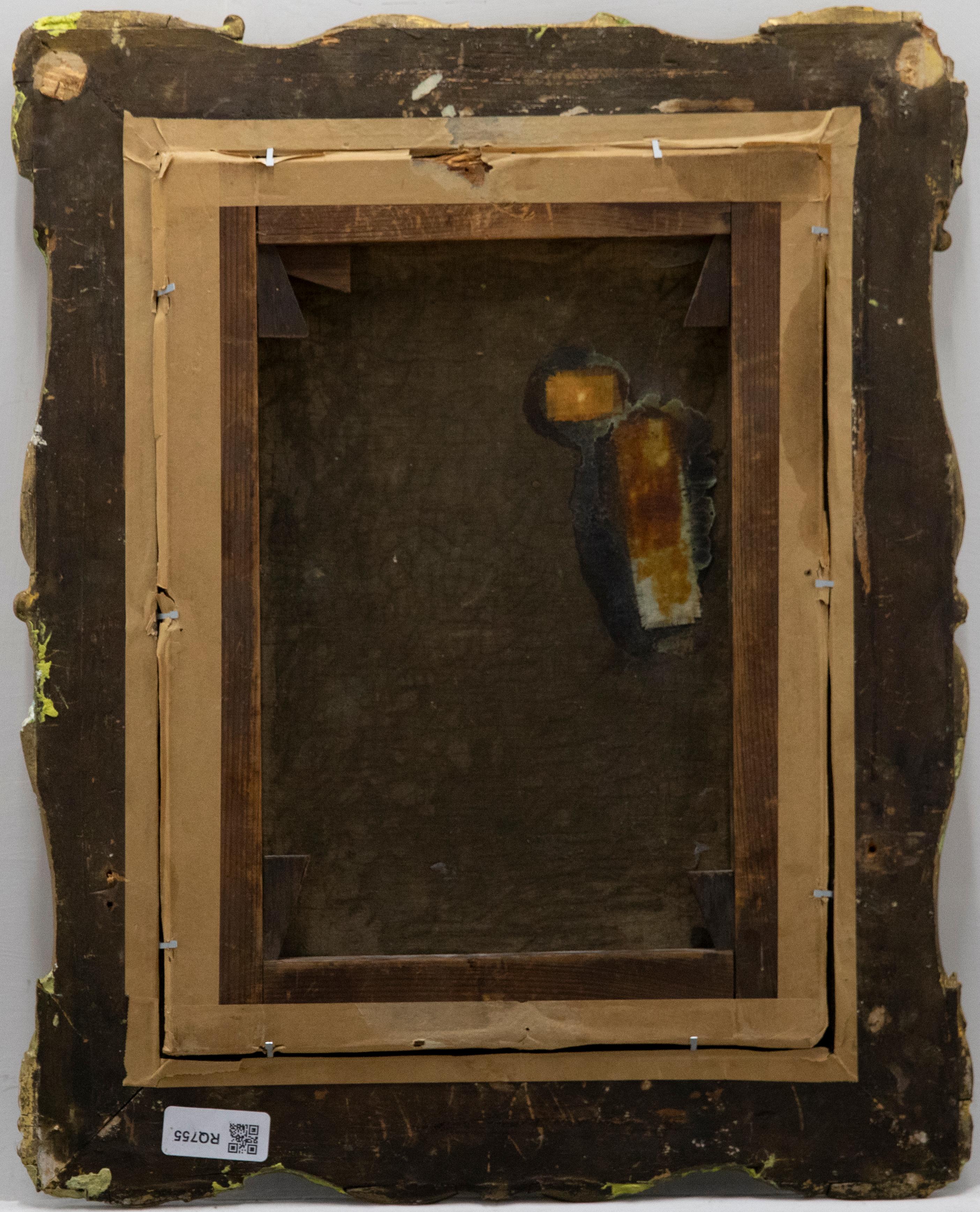 Öl des 19. Jahrhunderts - Brennholz holen (Braun), Landscape Painting, von Unknown