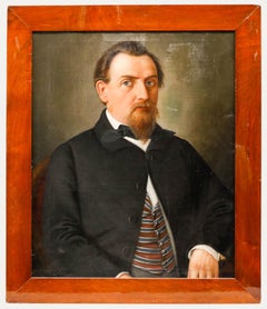 19th Century Oil - Gentleman in a Striped Waistcoat