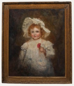 19th Century Oil - Girl with a Poppy