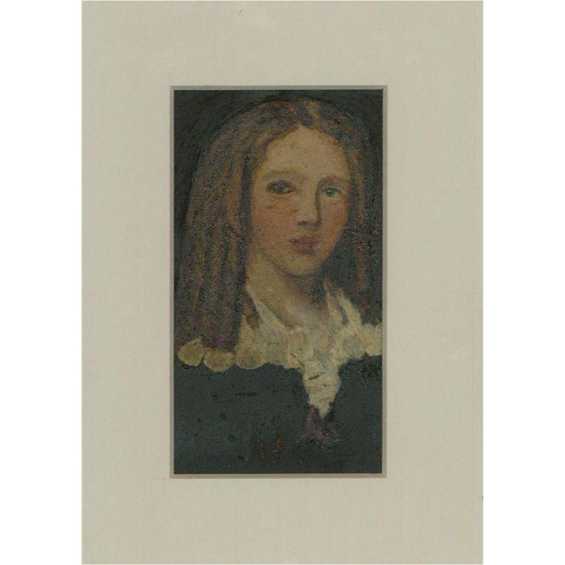 19th Century Oil - Girl with Ringlets - Painting by Unknown