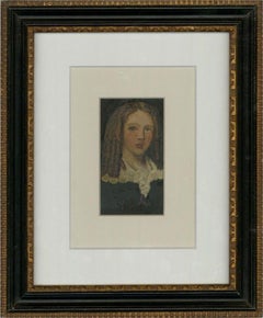 19th Century Oil - Girl with Ringlets