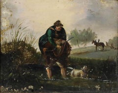 19th Century Oil - Hunters Wading