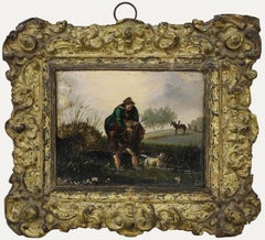 19th Century Oil - Hunters Wading