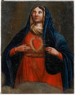 19th Century Oil - Immaculate Heart of the Virgin Mary