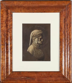 19th Century Oil in a Fine Bird's Eye Maple Frame - Dante Alighieri