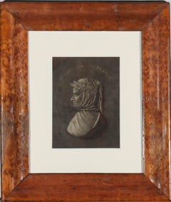 19th Century Oil in a Fine Bird's Eye Maple Frame - Francesco Petrarca