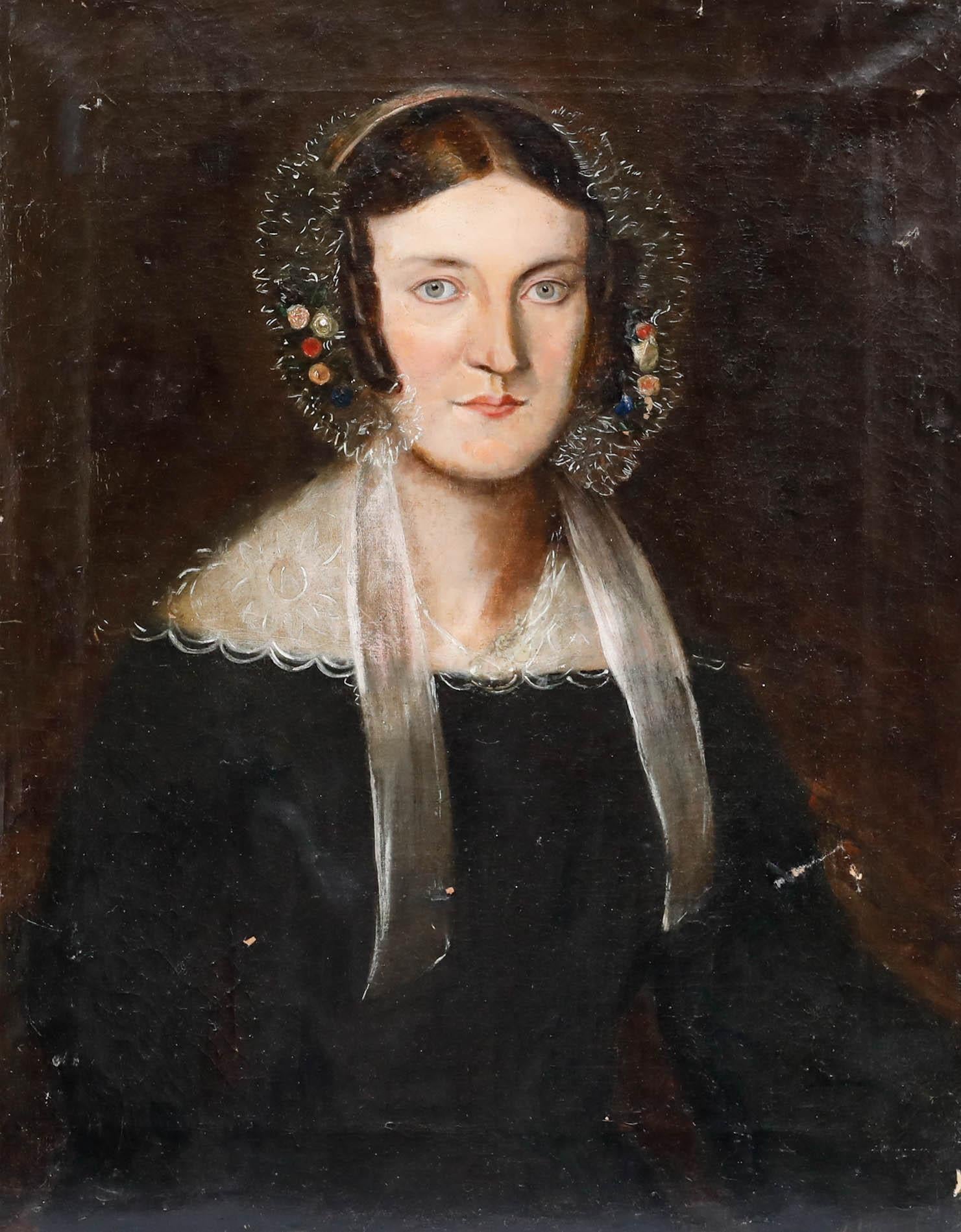 Huile du 19e siècle - Femme en deuil - Painting de Unknown