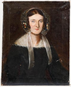 19th Century Oil - Lady In Mourning Clothes