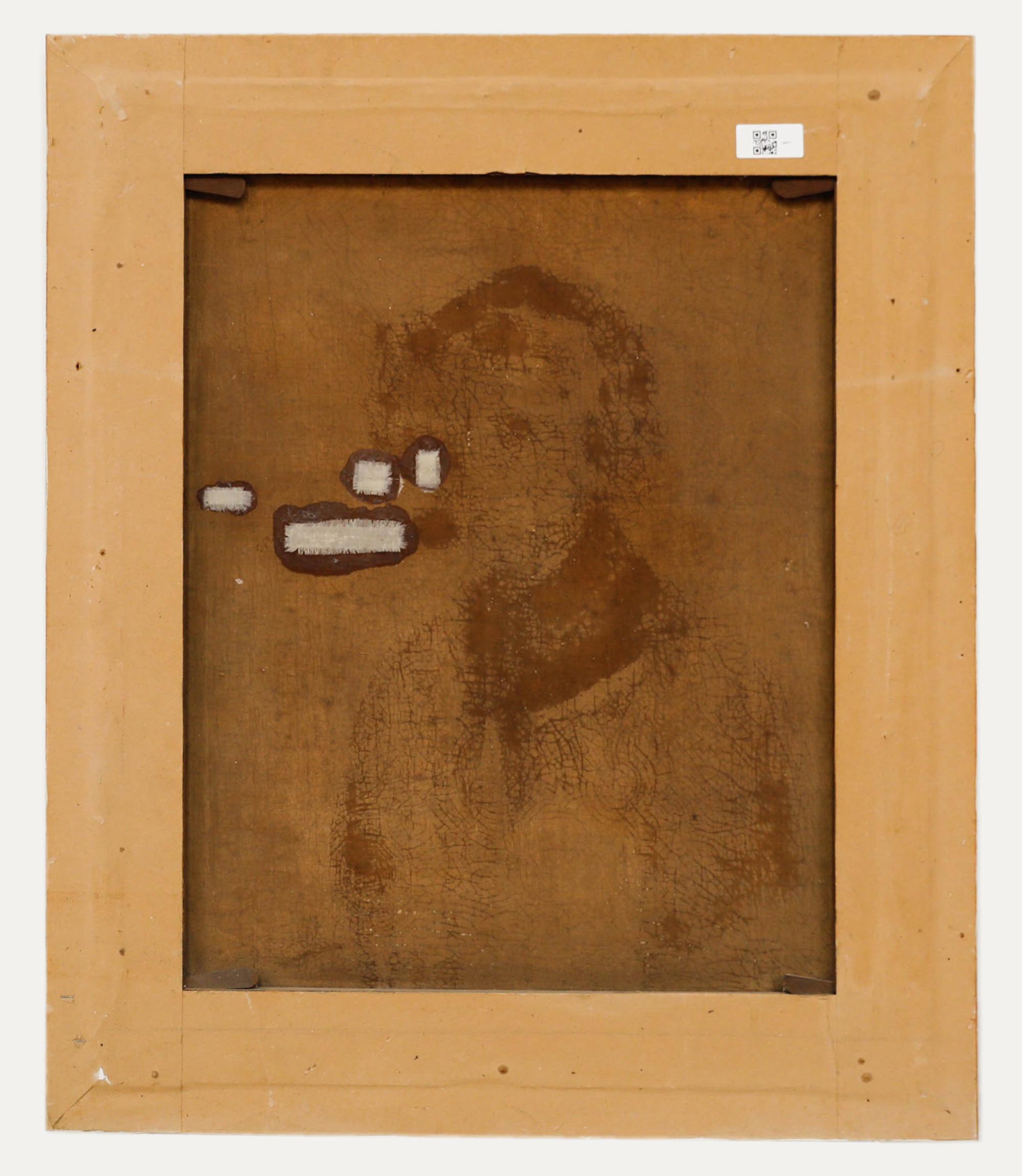 Ölgemälde – Dame mit Taschenuhrkette aus dem 19. Jahrhundert (Schwarz), Portrait Painting, von Unknown
