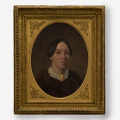 19th Century Oil - Lady With Cameo Brooch