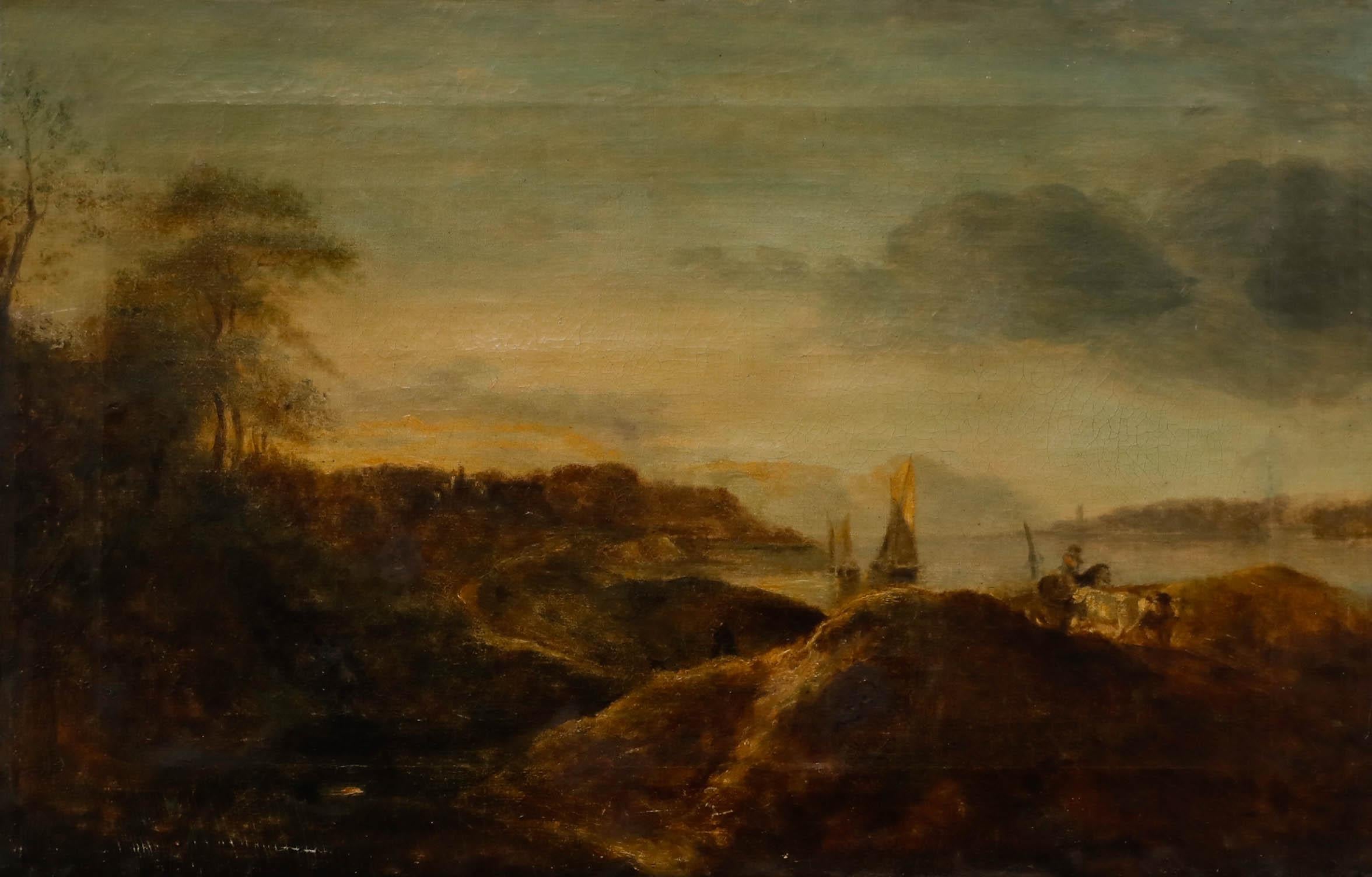 Olio del 19° secolo - Sguardo verso l'estuario - Painting di Unknown