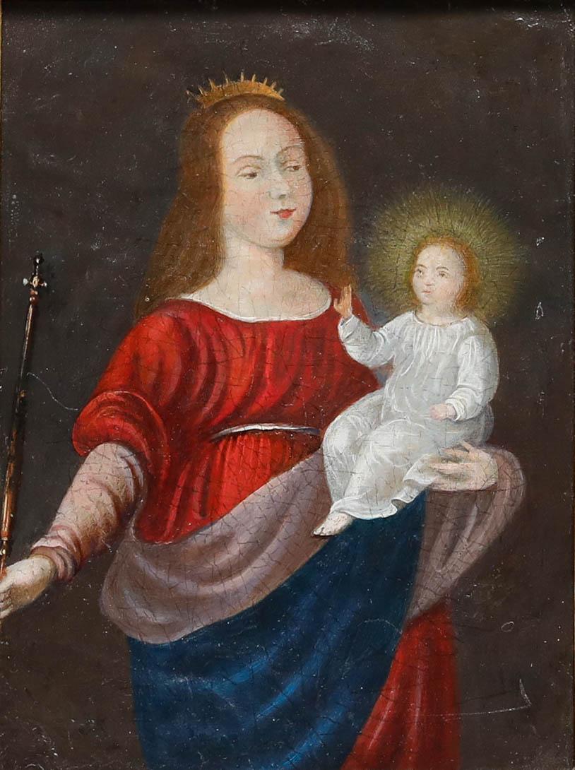 Huile du 19e siècle - Madonna et Child - Painting de Unknown