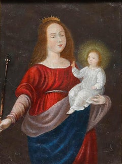 19th Century Oil - Madonna and Child