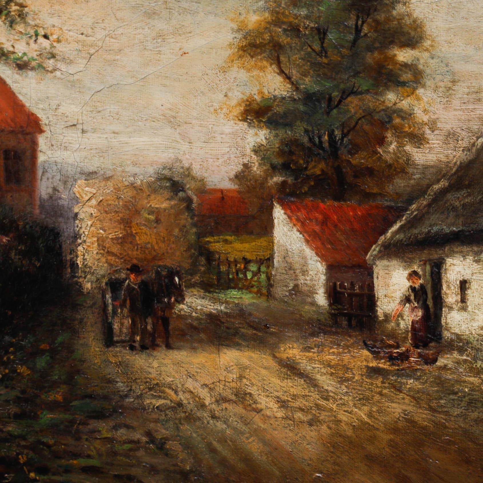 Non signée. Présenté dans un cadre en bois à effet doré. Sur toile.