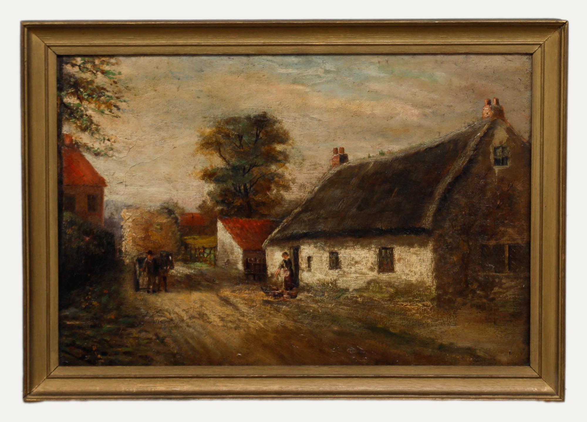 19th Century Oil - Morning At The Farmstead
