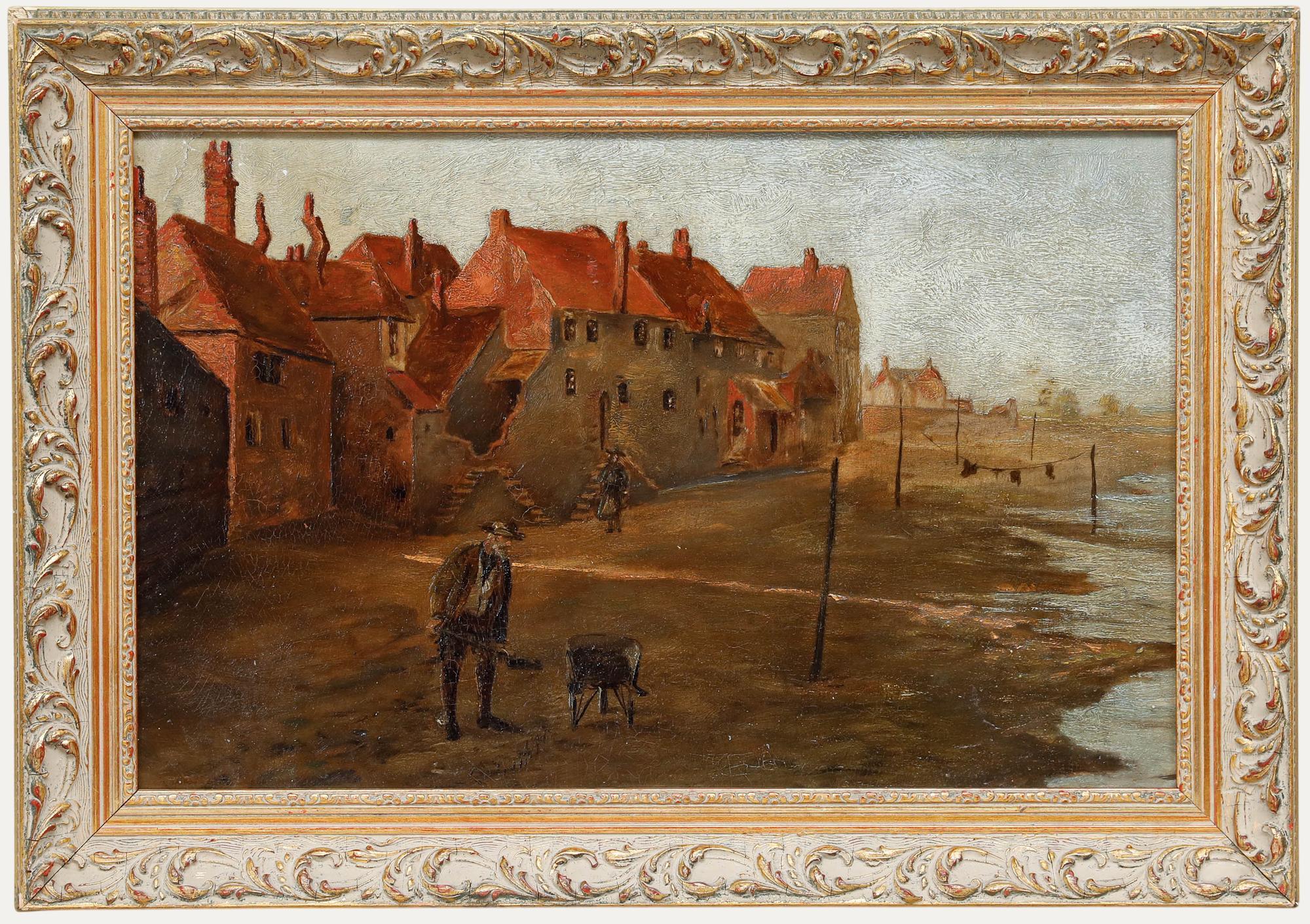 Unknown Figurative Painting - 19th Century Oil - Morning on the Cornish Coast