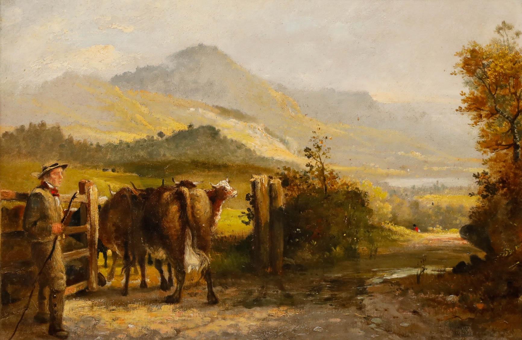 Olio del XIX secolo - Nuovi pascoli - Painting di Unknown