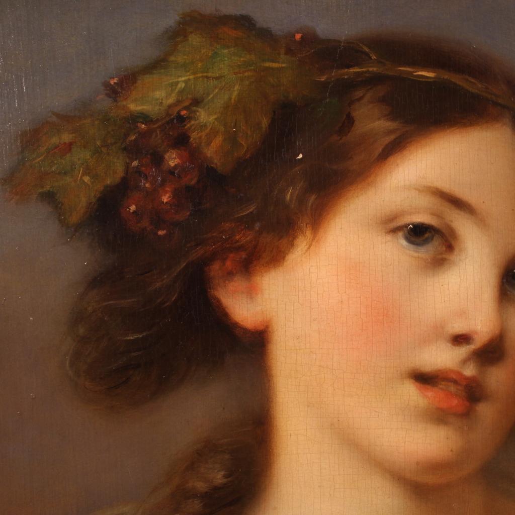 19th Century Oil on Board French Antique Young Girl Portrait Painting, 1820 10