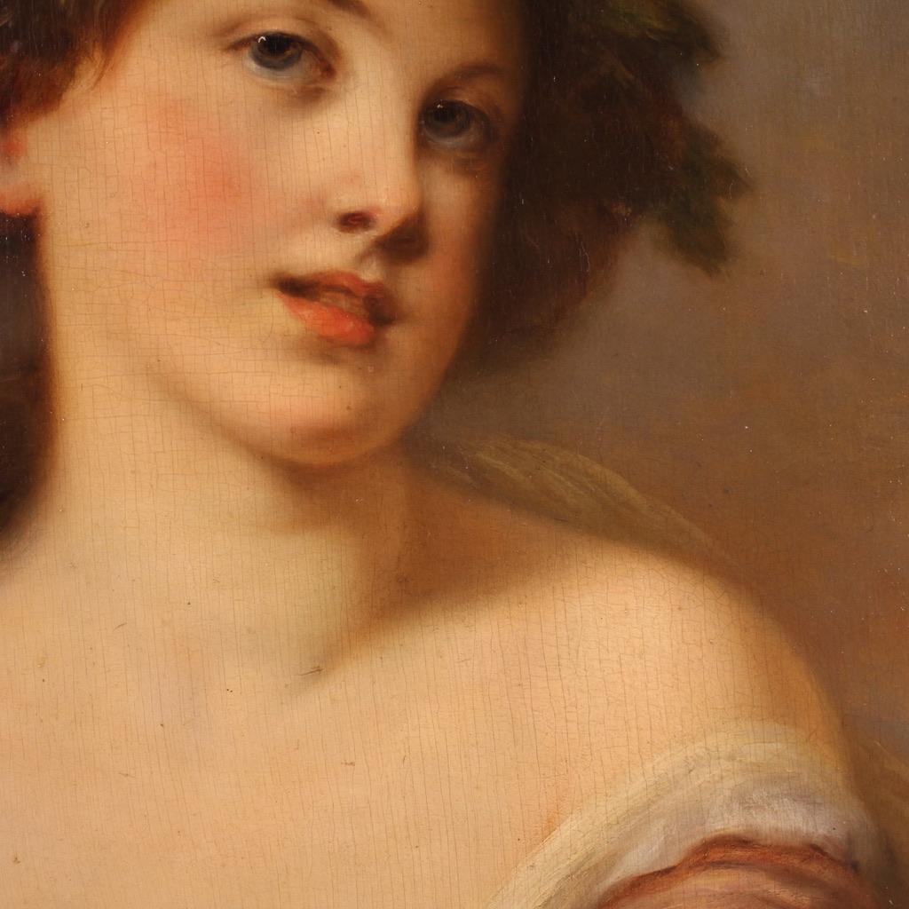 19th Century Oil on Board French Antique Young Girl Portrait Painting, 1820 11