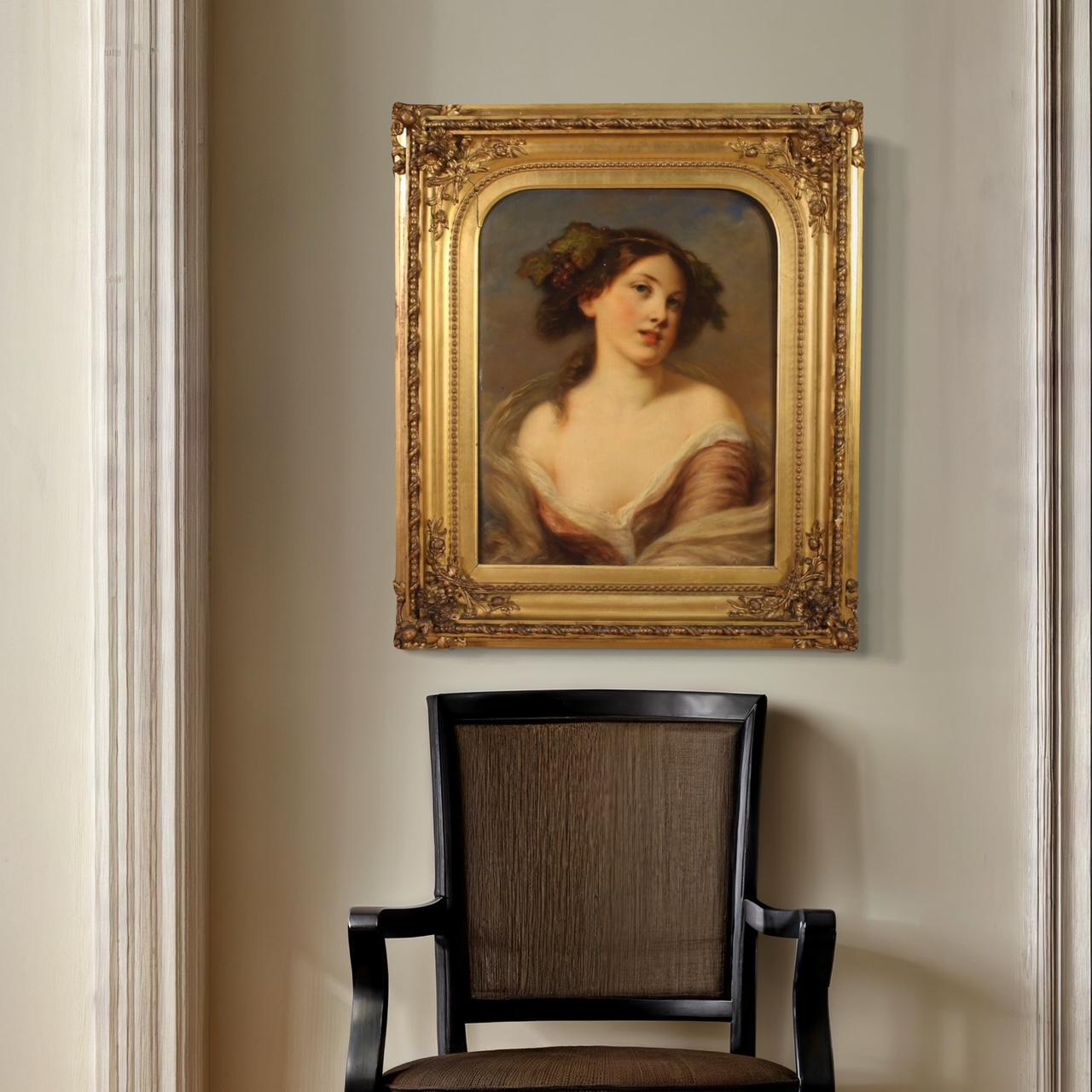 19th Century Oil on Board French Antique Young Girl Portrait Painting, 1820 13
