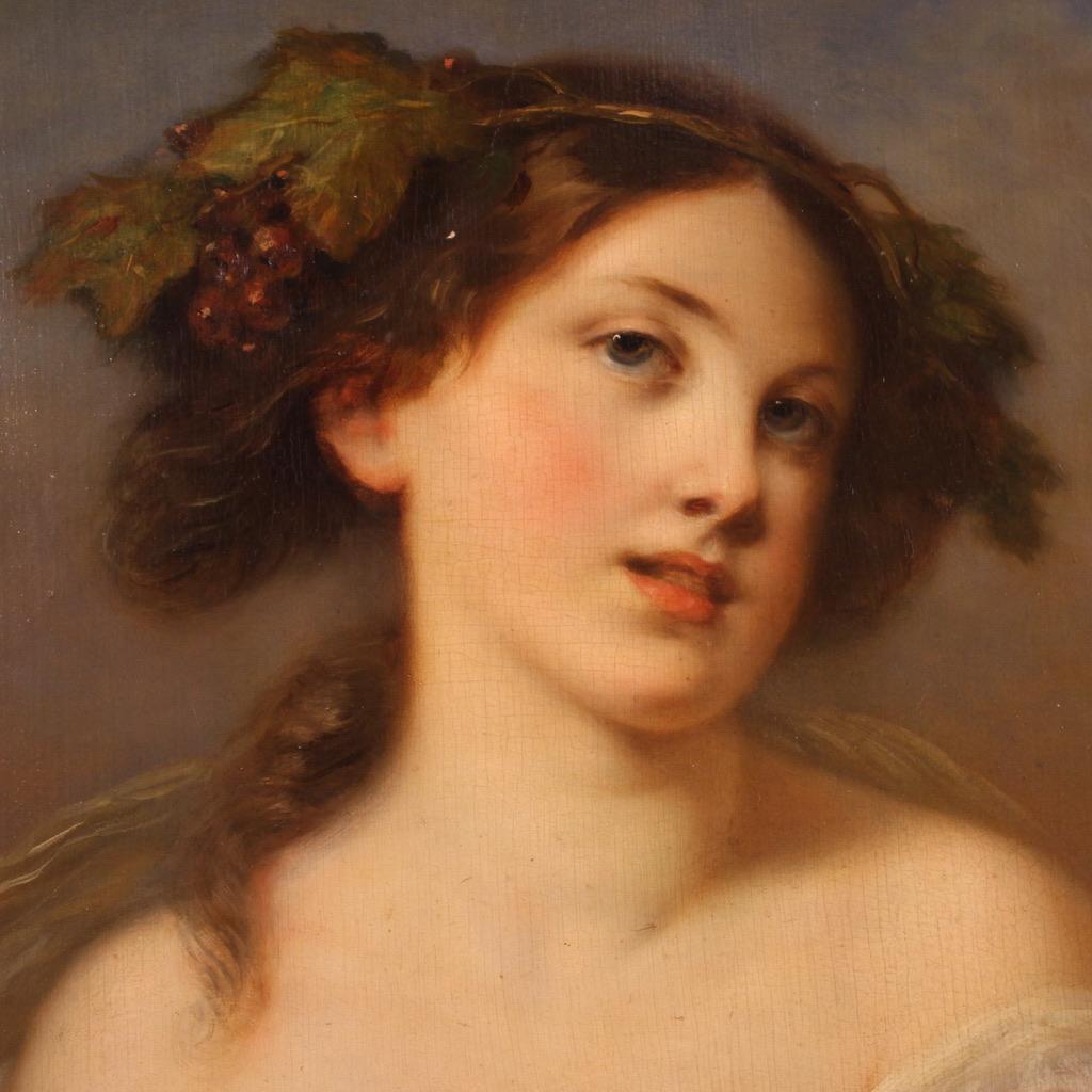 19th Century Oil on Board French Antique Young Girl Portrait Painting, 1820 2