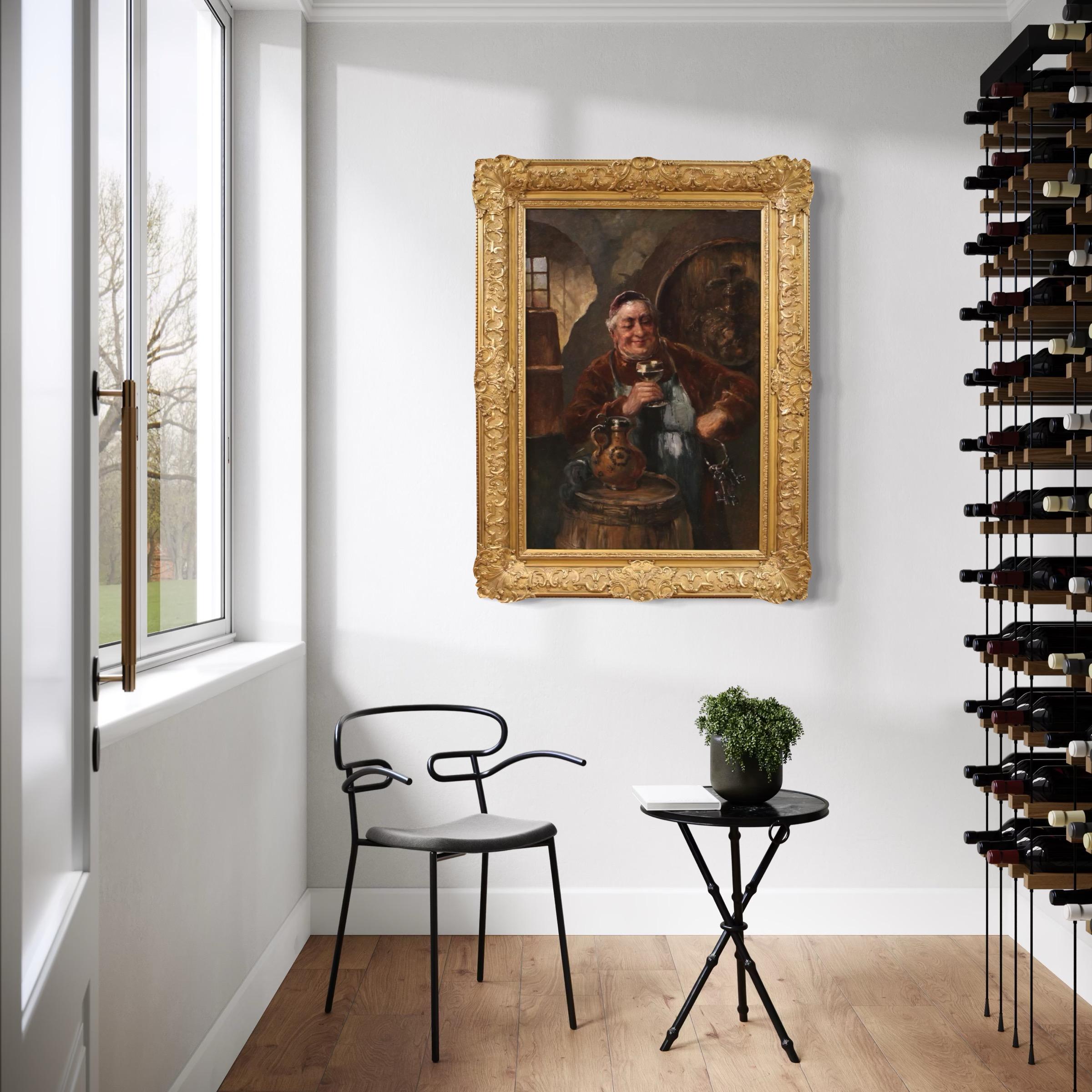 19th Century Oil on Board Signed C. Huber Austrian Painting Genre Scene, 1880 For Sale 10