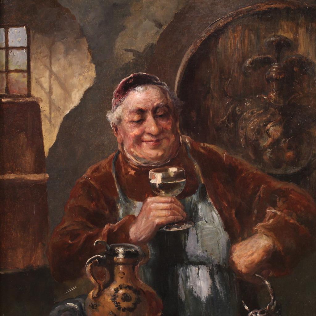 A splendid painting from the second half of the 19th century. Oil on board artwork, signed C. Huber on the lower left, attributed to the Austrian painter and graphic artist Carl Rudolf Huber (1839-1896), professor of fine arts at the Vienna Academy.