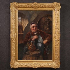 19. Jahrhundert Öl auf Karton Signiert C. Huber Österreichische Malerei Genreszene, 1880