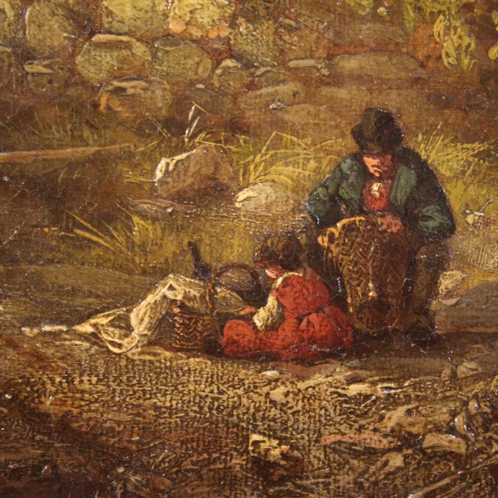19th Century Oil on Canvas American Signed and Dated Painting Landscape, 1854 in vendita 8