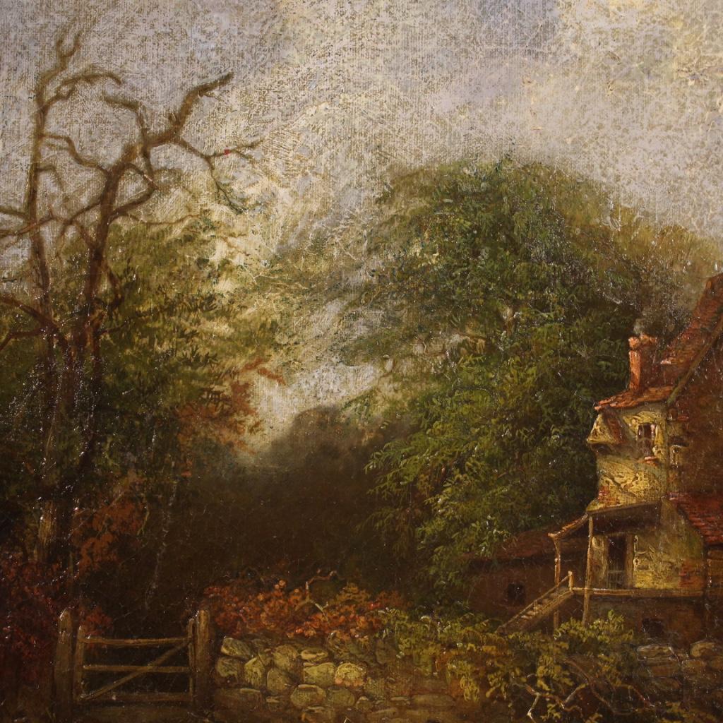 19th Century Oil on Canvas American Signed and Dated Painting Landscape, 1854 in vendita 11