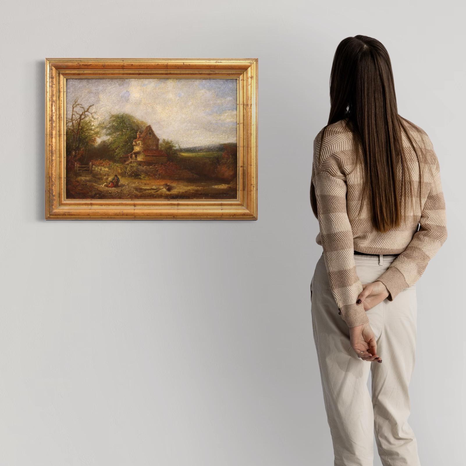 19th Century Oil on Canvas American Signed and Dated Painting Landscape, 1854 in vendita 1