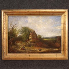 huile sur toile du 19e siècle Peinture américaine signée et datée Paysage, 1854